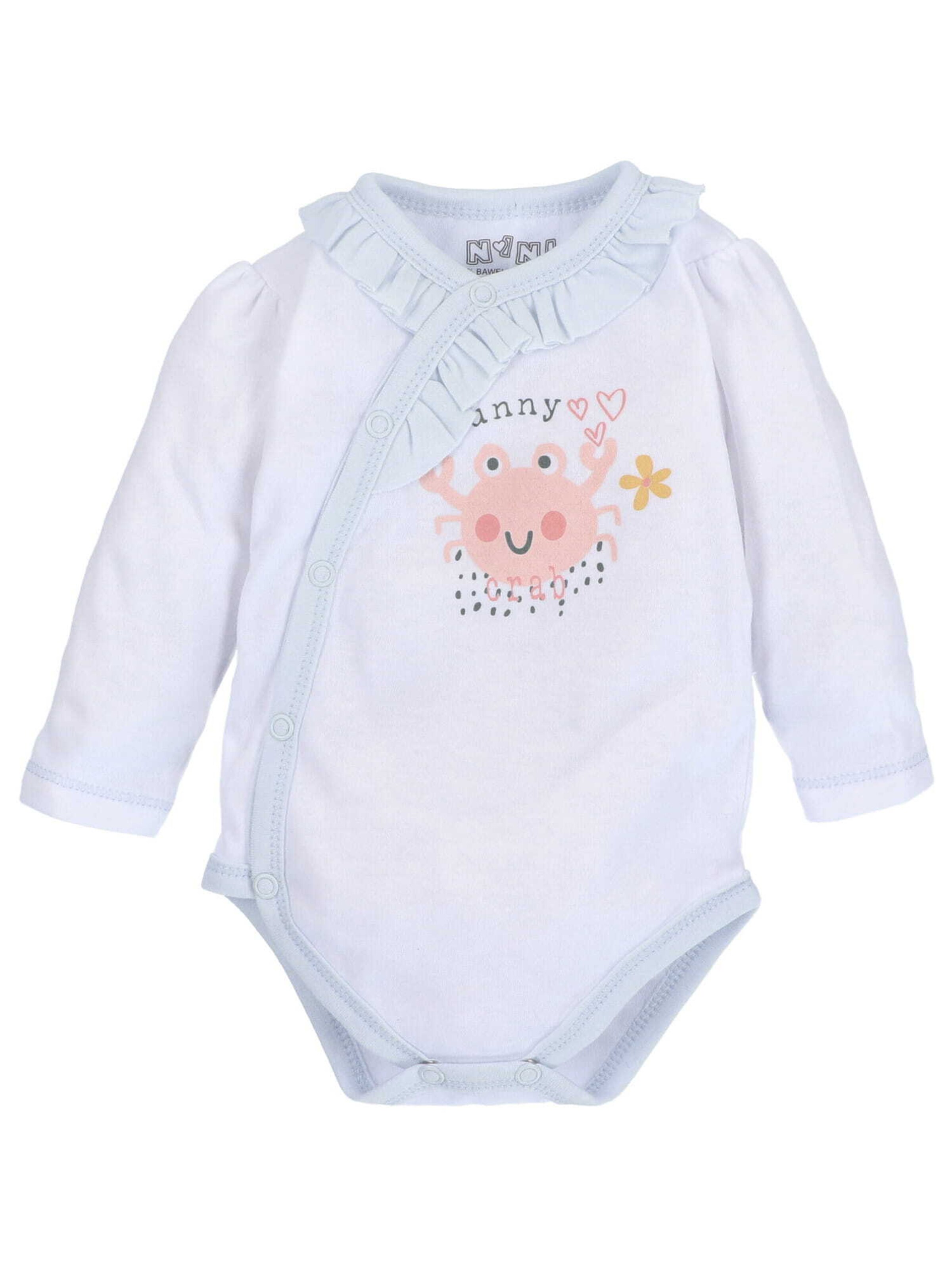 NINI Rompertje/body 'Krabbe' in Wit: voorkant