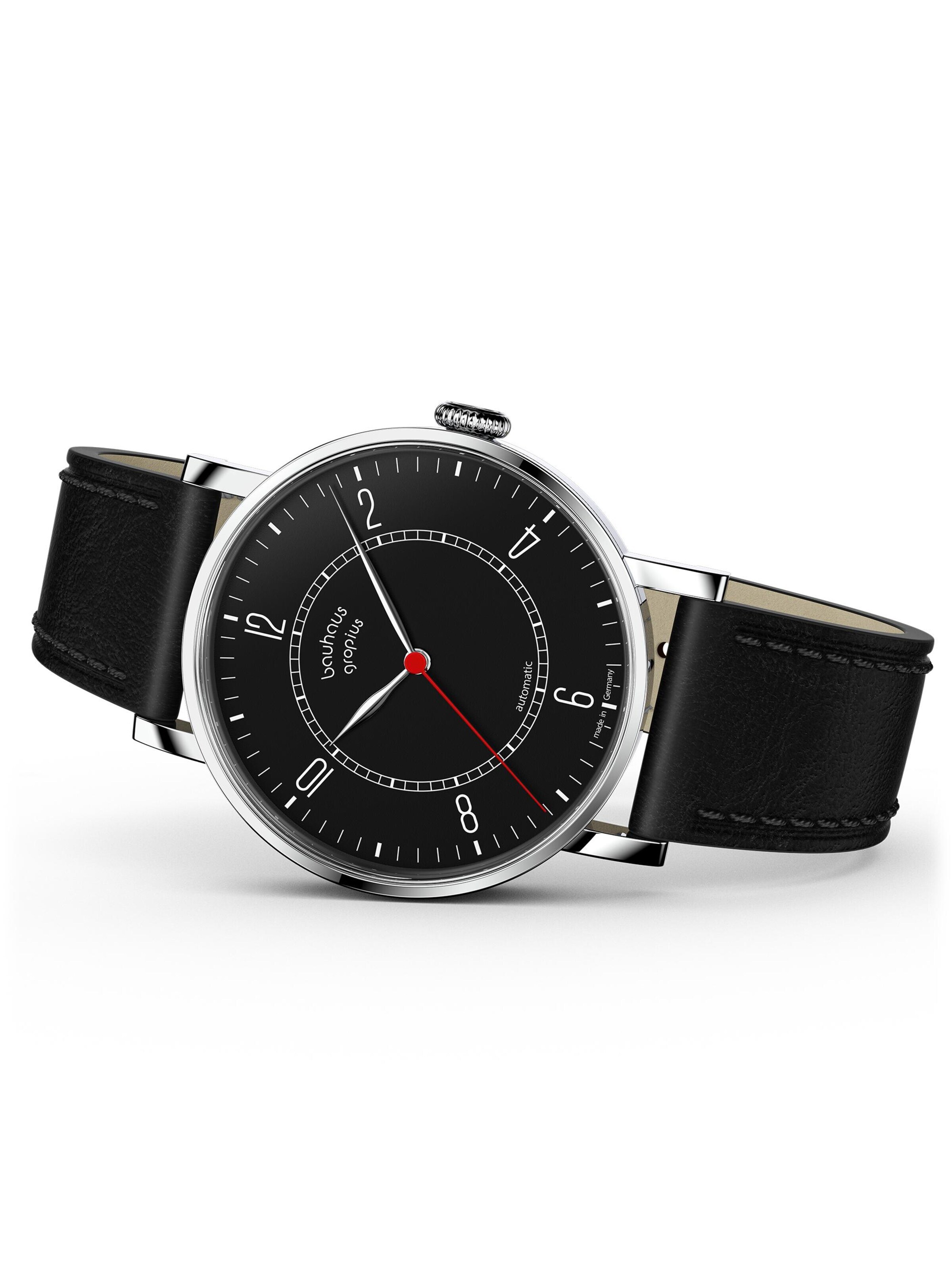WALTER GROPIUS Analoguhr 'NEW BAUHAUS AUTOMATIK'‌‌‌ in Schwarz