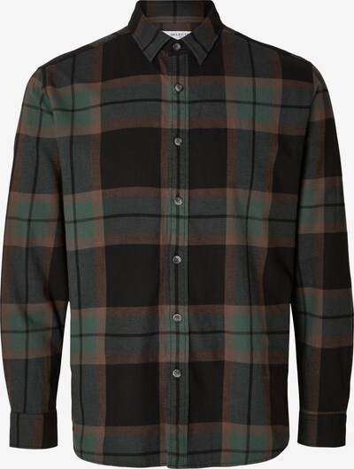 Marškiniai 'REGOWEN' iš SELECTED HOMME, spalva – ruda / tamsiai žalia / juoda, Prekių apžvalga