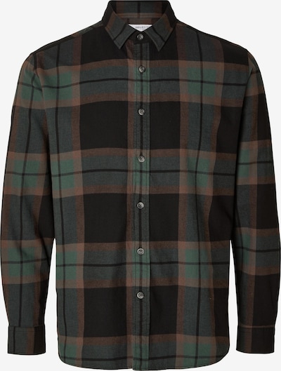 SELECTED HOMME Camisa 'REGOWEN' en marrón / verde oscuro / negro, Vista del producto