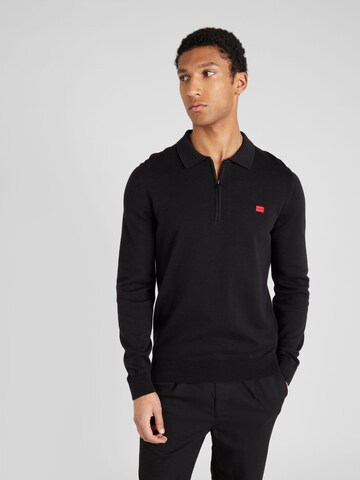 HUGO Sweater 'San Peer-C' in Black: front