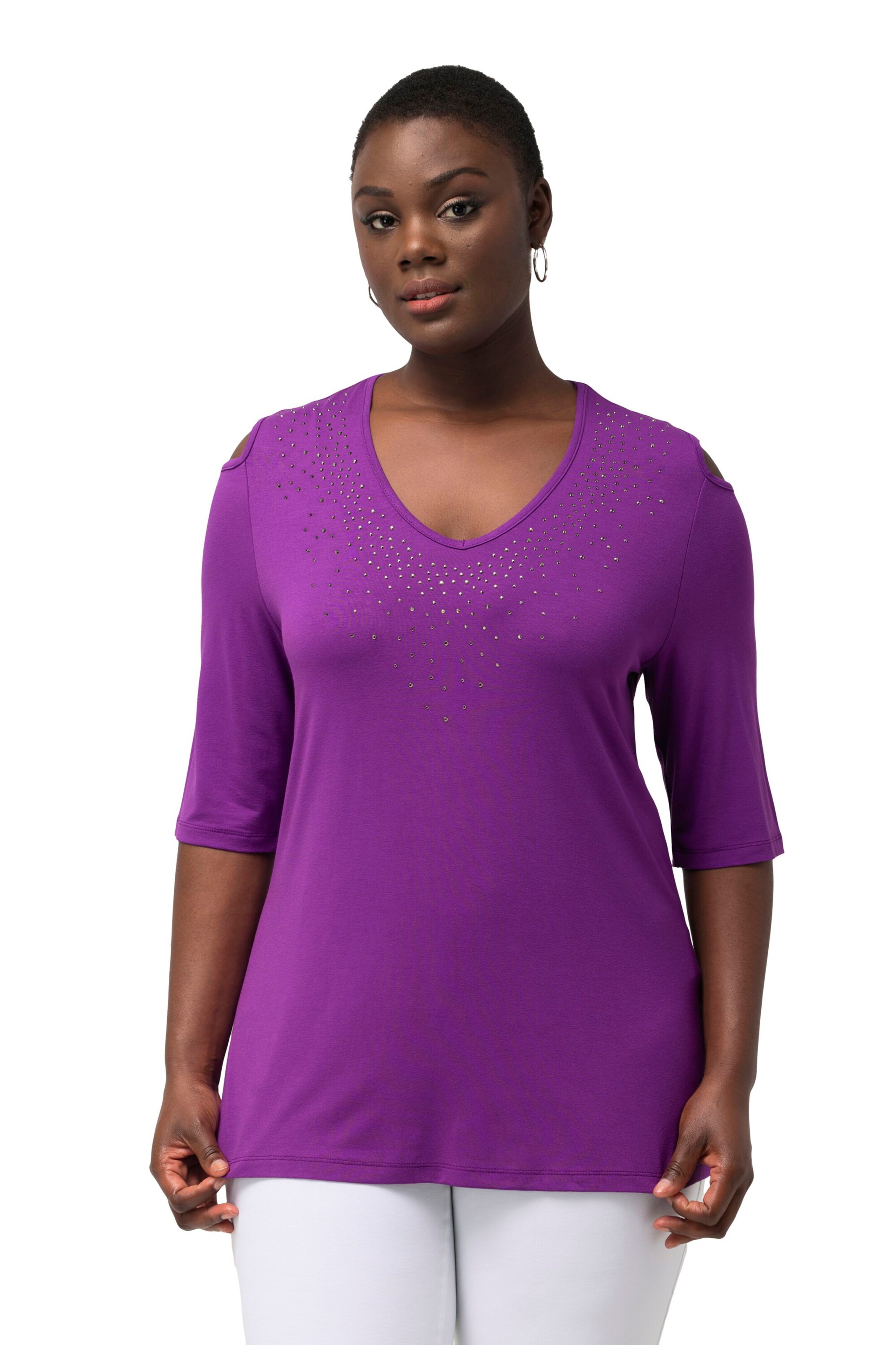 T-shirt Ulla Popken en violet : devant