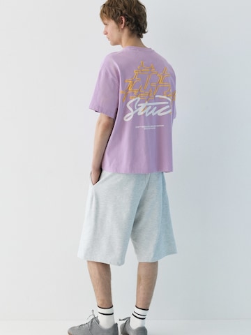 Pull&Bear Shirt 'STWD COMMUNITY REFRESH' in Purple