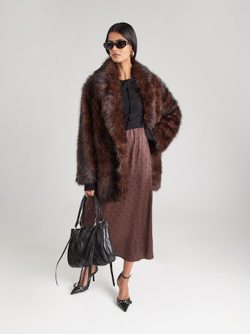 TOPSHOP Zimní kabát – hnědá