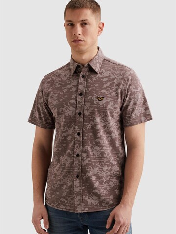 PME Legend Regular fit Overhemd 'Shirt in jersey piqué with allover print' in Lila: voorkant