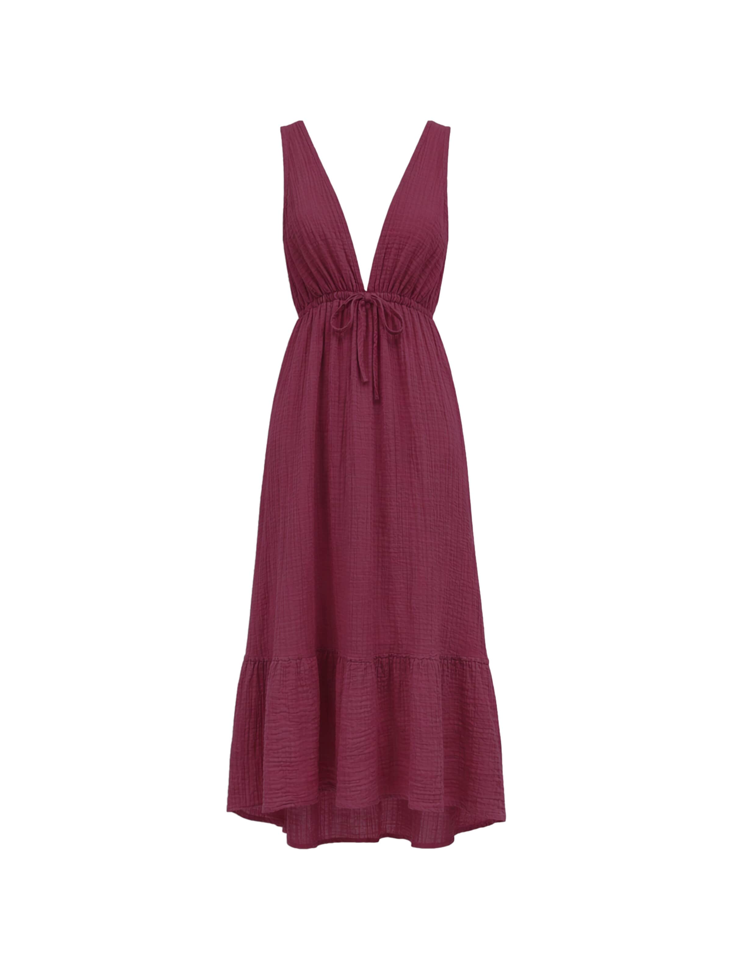 Haris Cotton Sukienka 'Sleeveless Dress in Textured Cotton with Deep V Neck' w kolorze fioletowy: przód