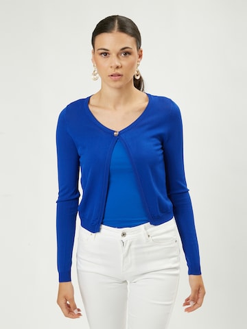 Influencer Gebreid vest in Blauw: voorkant