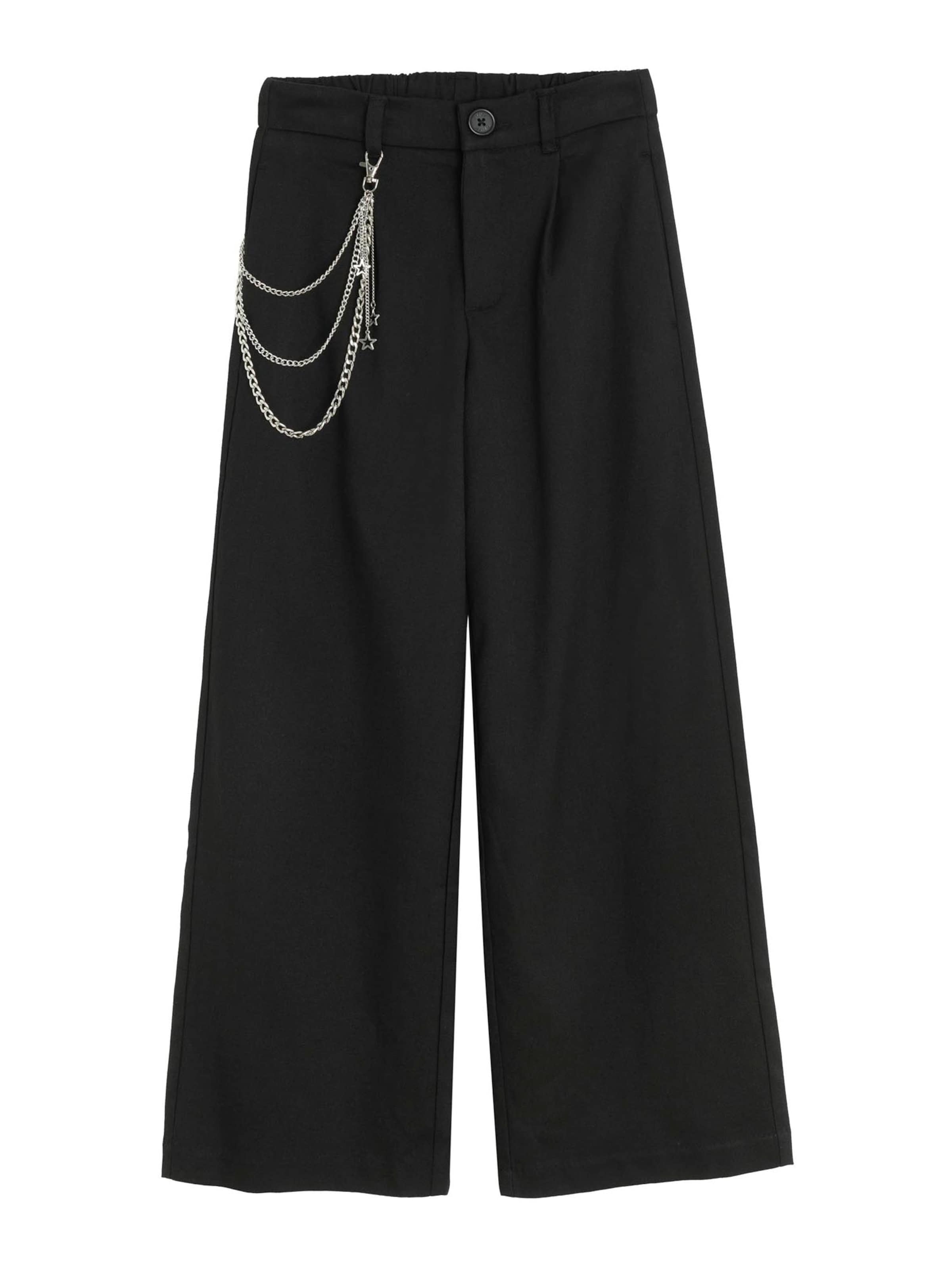 Wide leg Pantaloni de la Cool Club pe negru: față