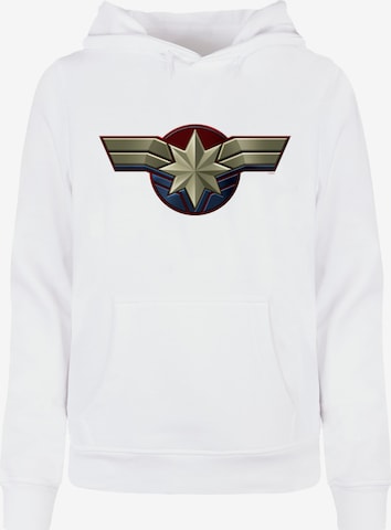 ABSOLUTE CULT Sweatshirt 'Captain Marvel - Chest Emblem' in Weiß: predná strana