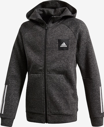 ADIDAS PERFORMANCE Athletic Zip-Up Hoodie in Black