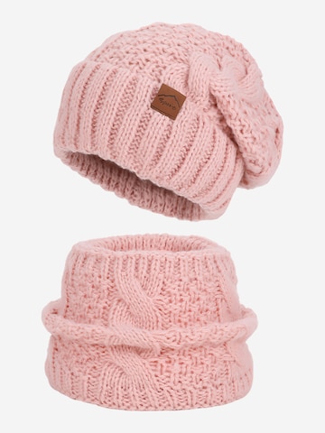 Magicshe Hat 'Gefüttertes Beanie und Schal-Set' in Pink: front