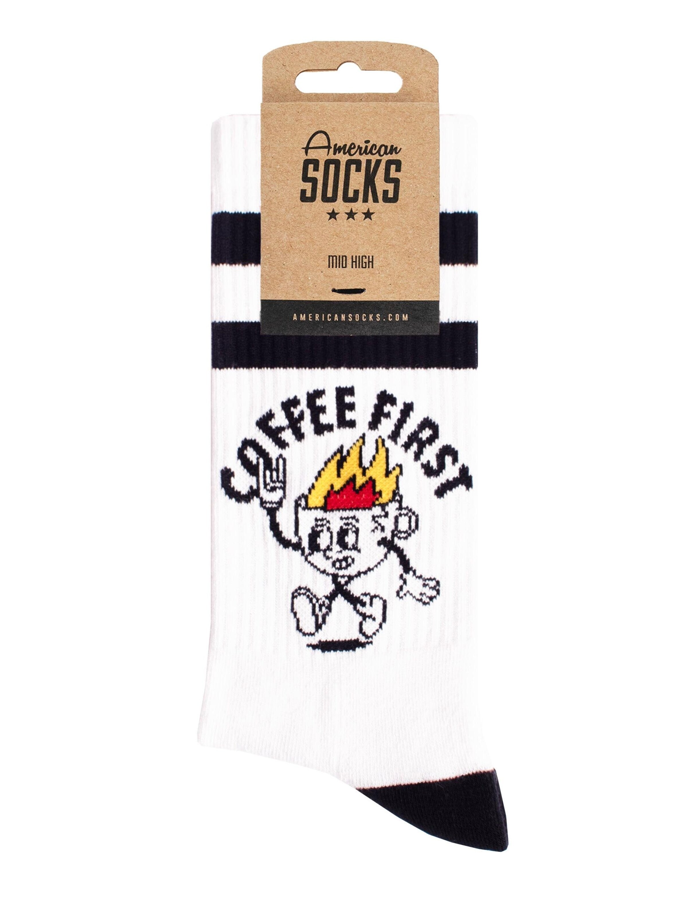 American Socks - Calcetines 'Coffee First' en blanco