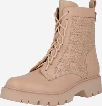 GUESS Lace-Up Ankle Boots 'Raziela' in Beige: front