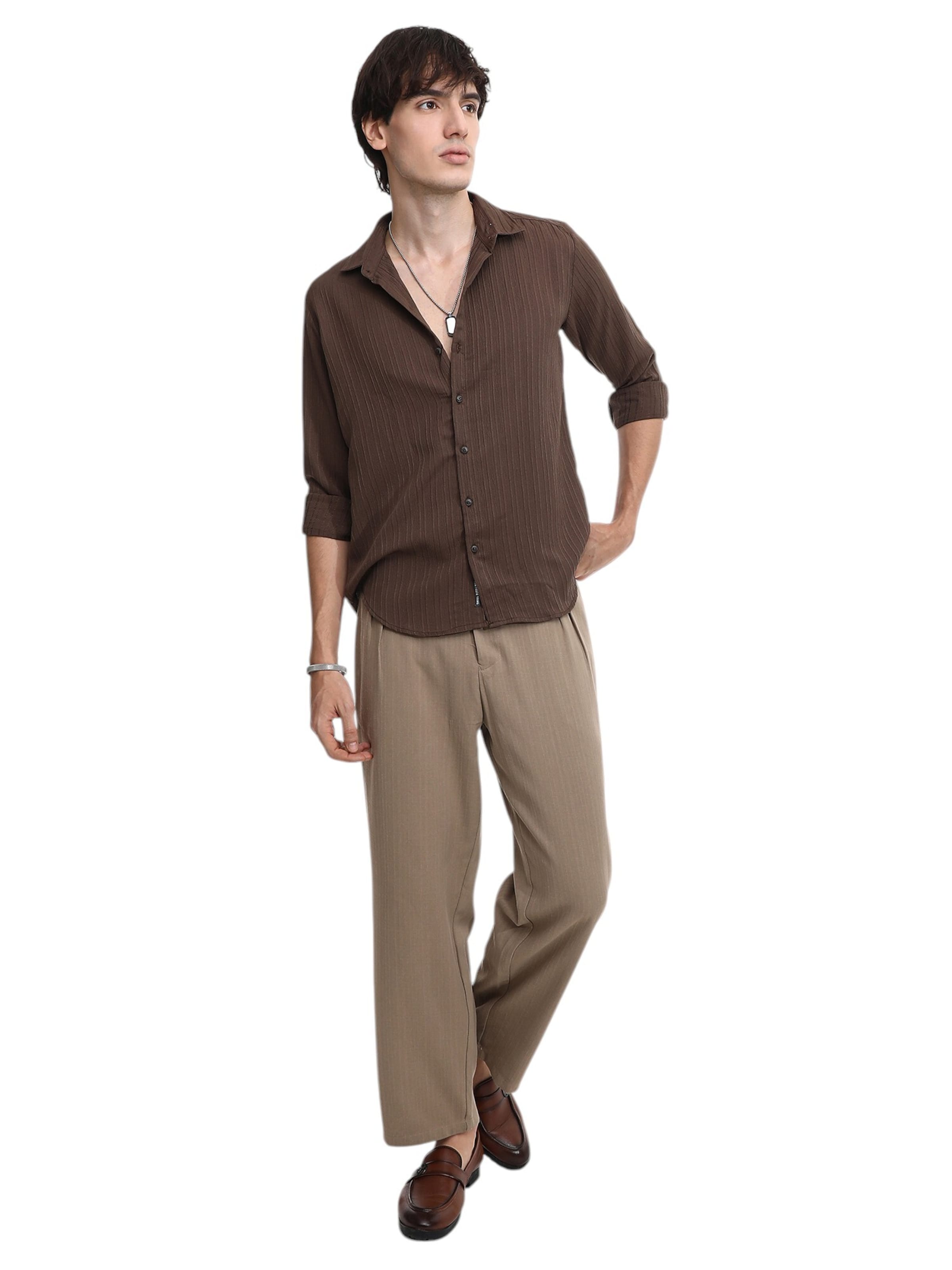 Campus Sutra Regular Fit Hemd 'Brynn' in Braun