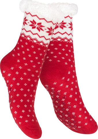 footstar Socken 'Haussocken' in Rot: Vorderseite