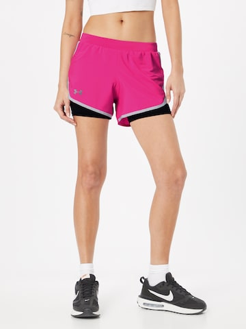 UNDER ARMOUR Regular Workout Pants 'Fly By 2.0' in Pink: front