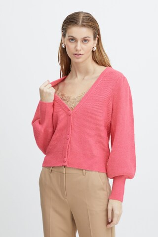 ICHI Knit Cardigan in Pink: front