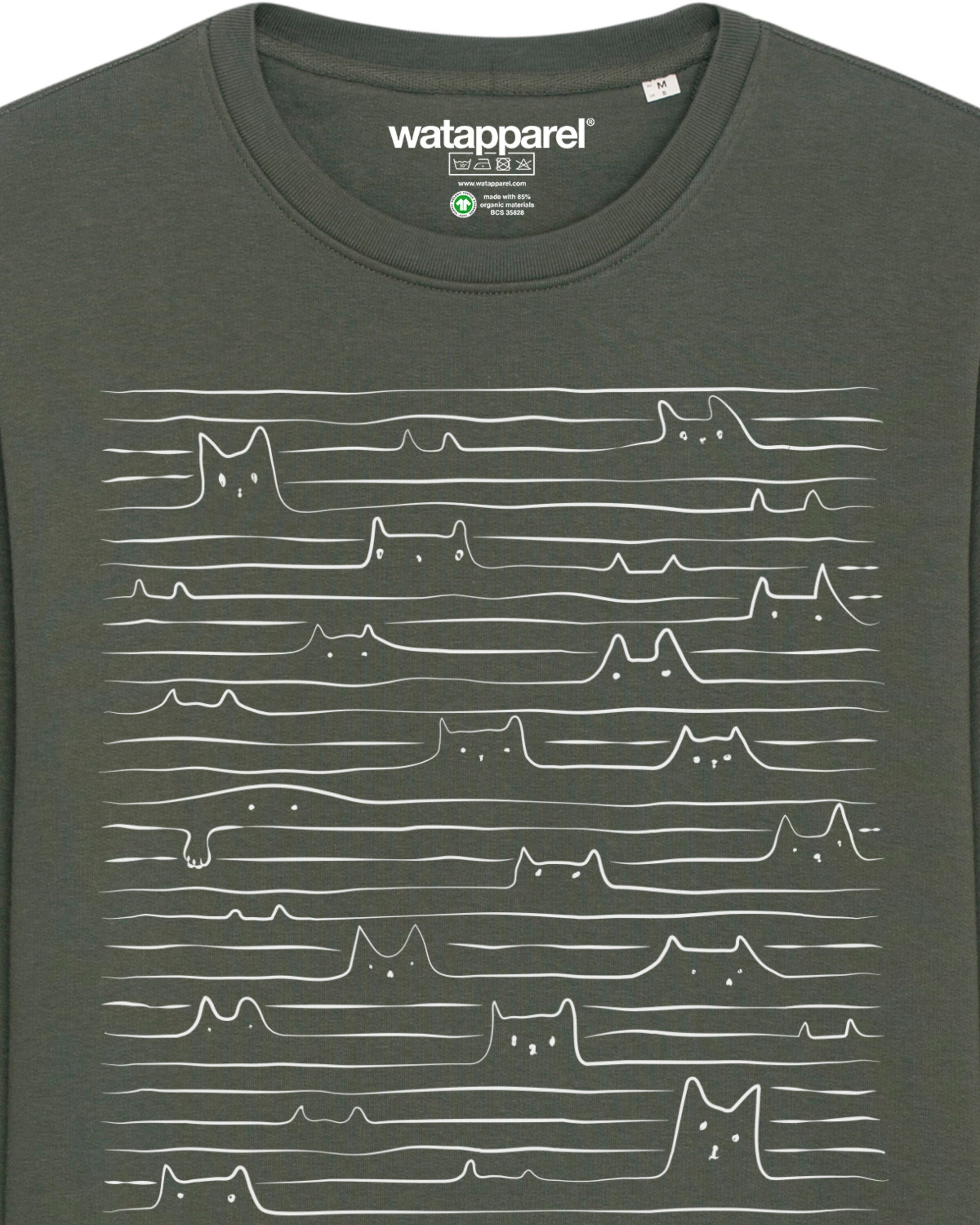 Watapparel Sweatshirt ' Doodle Cats ' in Groen