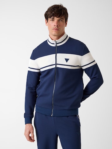 GUESS Zip-Up Hoodie in Blue: front