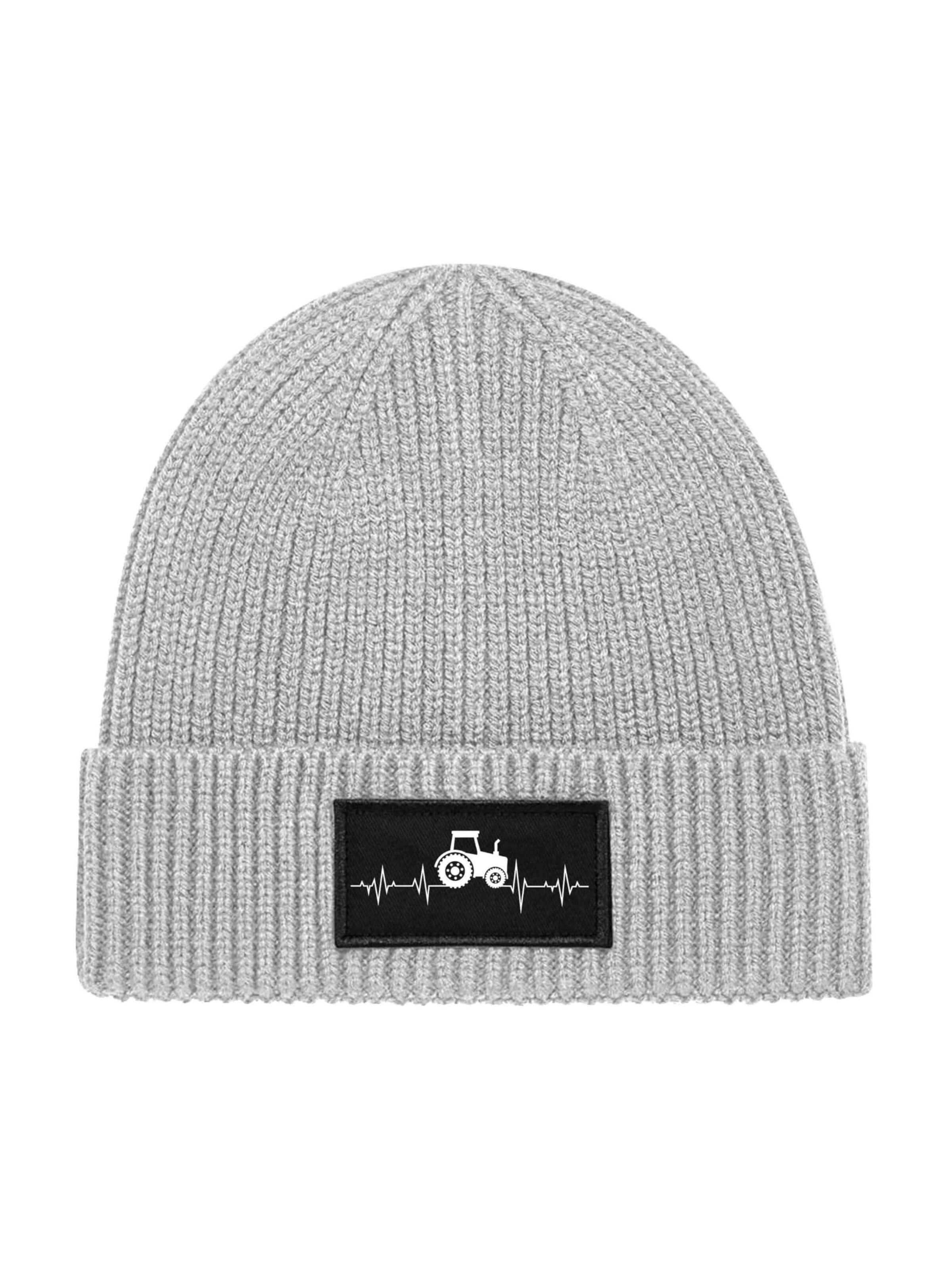 Youth Designz Beanie 'Heartbeat Traktor' in Grey: front