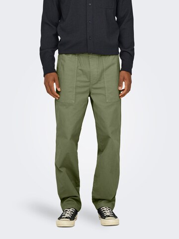 Loosefit Pantaloni 'ONSSINUS' di Only & Sons in verde: frontale