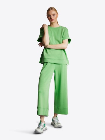 Rich & Royal Zvonové kalhoty Kalhoty se sklady v pase – zelená