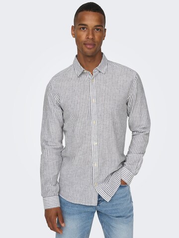 Only & Sons Regular fit Button Up Shirt 'Caiden' in Blue: front