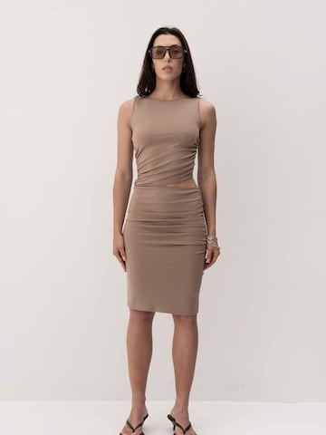 FEMSSY Kjole 'TALIA DRESS BROWN' i beige