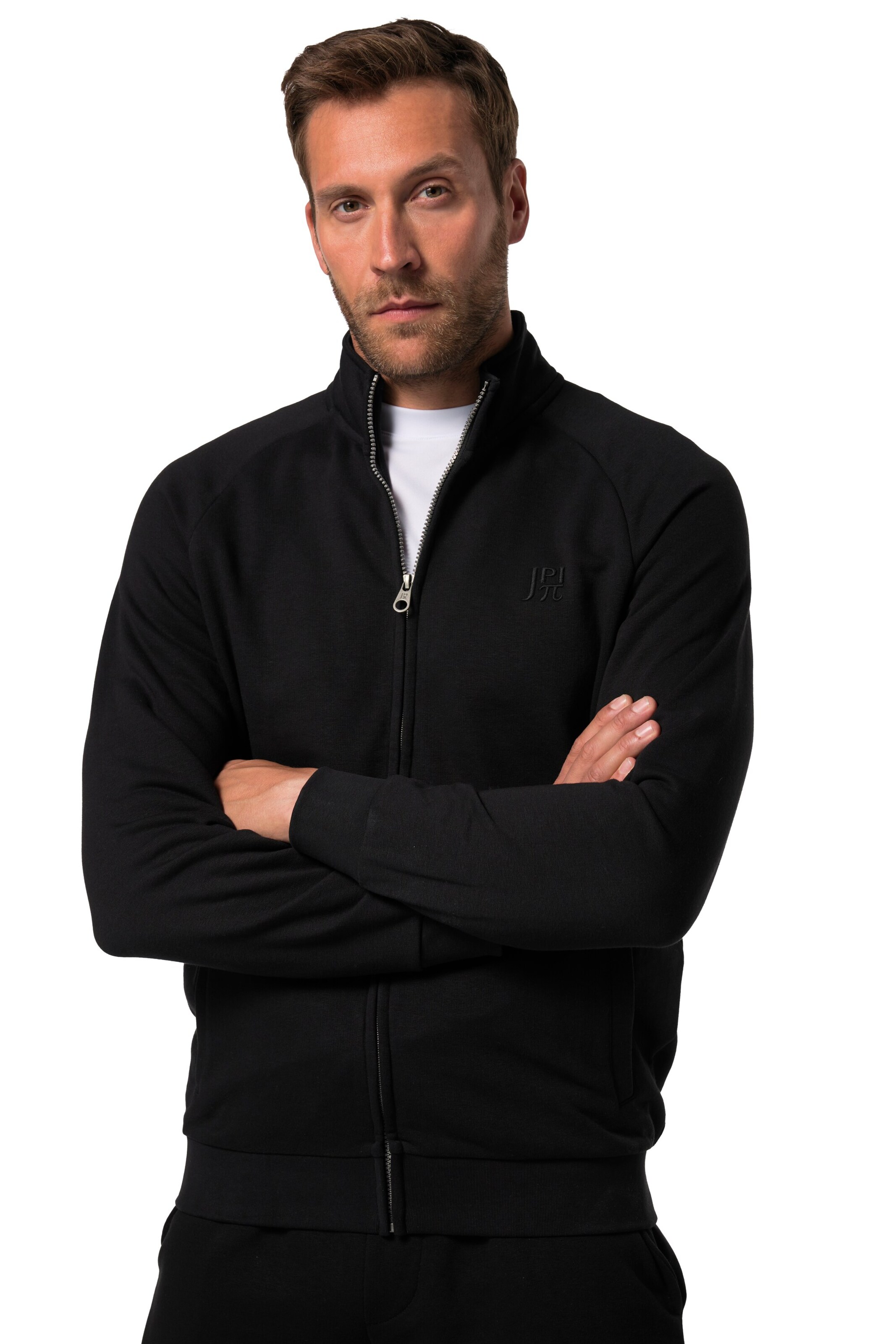 JAY-PI Zip-Up Hoodie in Black: front