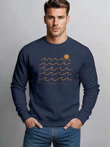 Neverless Sweatshirt 'Wellen Sonne' in Blue