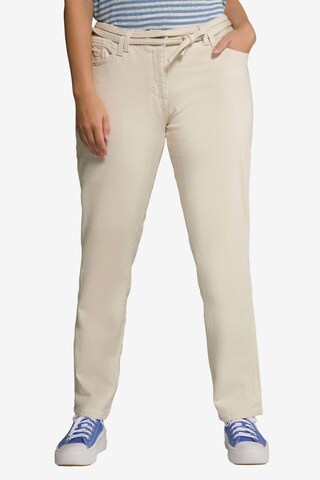 Ulla Popken Regular Jeans in Beige: voorkant