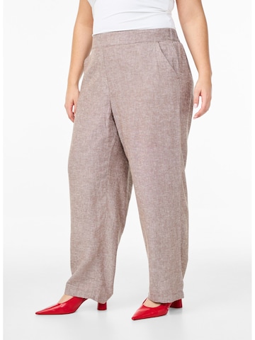 Zizzi Loosefit Kalhoty 'Vlina' – hnědá: přední strana