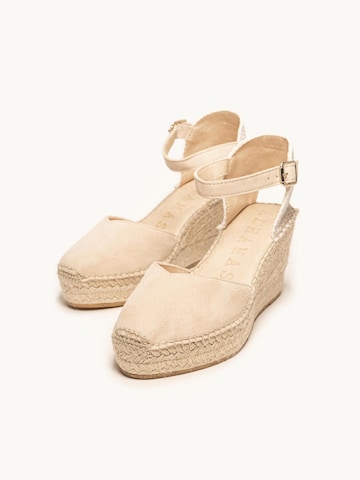 Sandalo 'Alpargata Cuña 8 cm' di Alhamas in beige