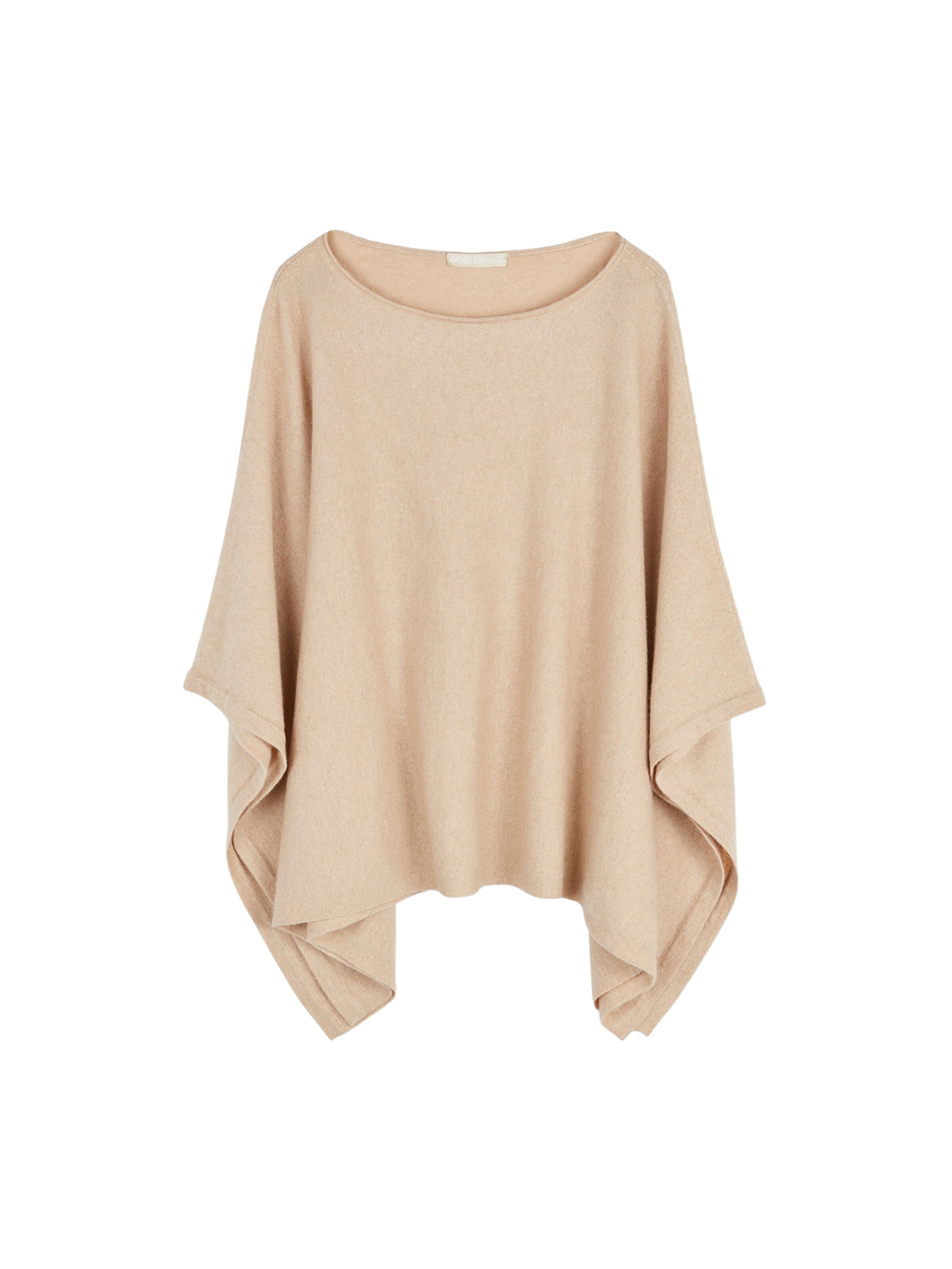 GOBI Cashmere - Jersey 'Women's Boat-Neck Cashmere Poncho' en beige: frente