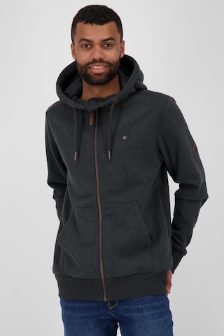 Alife and Kickin Zip-Up Hoodie 'TrasherAK' in Grey: front