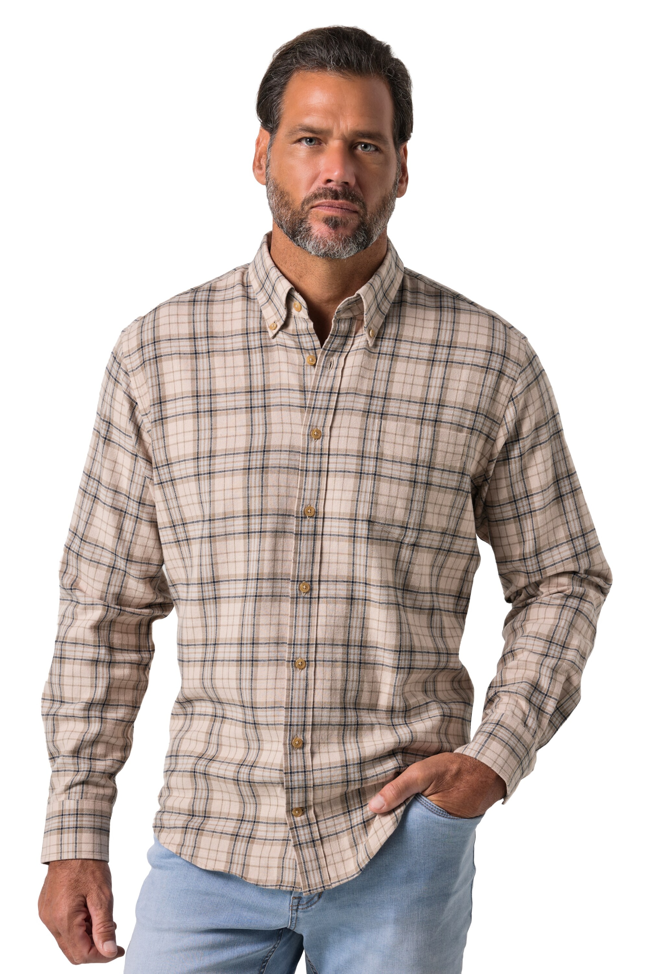JP1880 Regular fit Overhemd in Beige: voorkant