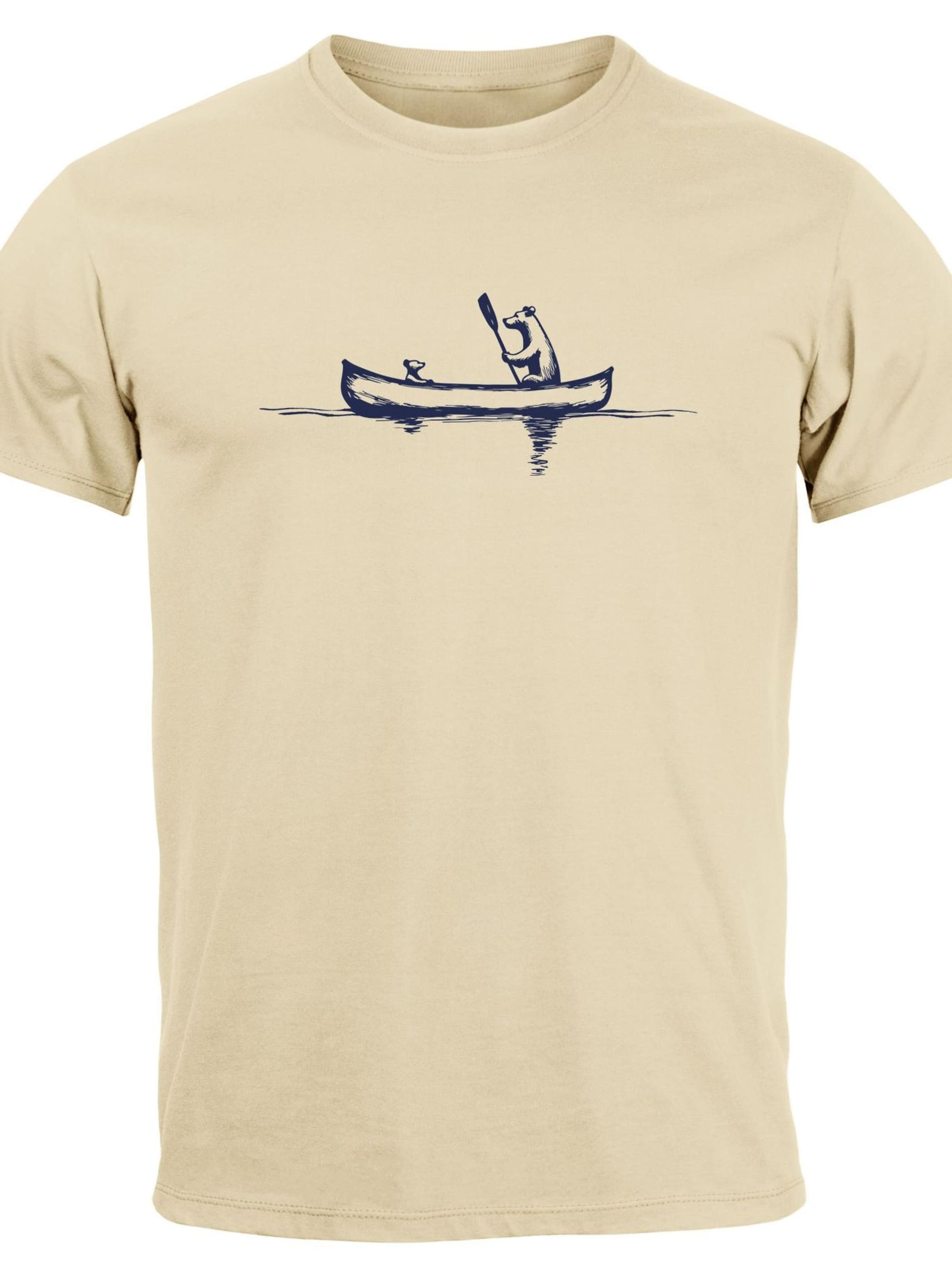Neverless Shirt 'Bär Kanu' in Beige: front