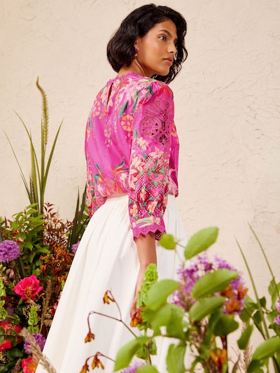 love & roses Bluse in XS in gelb / grün / rosa / neonpink, Produktansicht