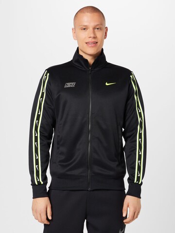 Nike Sportswear Sweat jacket 'Repeat' in Black: front