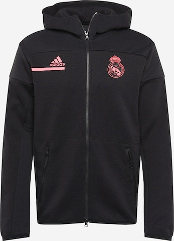 Bluză cu fermoar sport 'Real Madrid Anthem' de la ADIDAS SPORTSWEAR pe negru: față