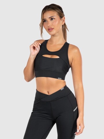 Smilodox Bustier Sport bh 'Fastlane' in Zwart: voorkant