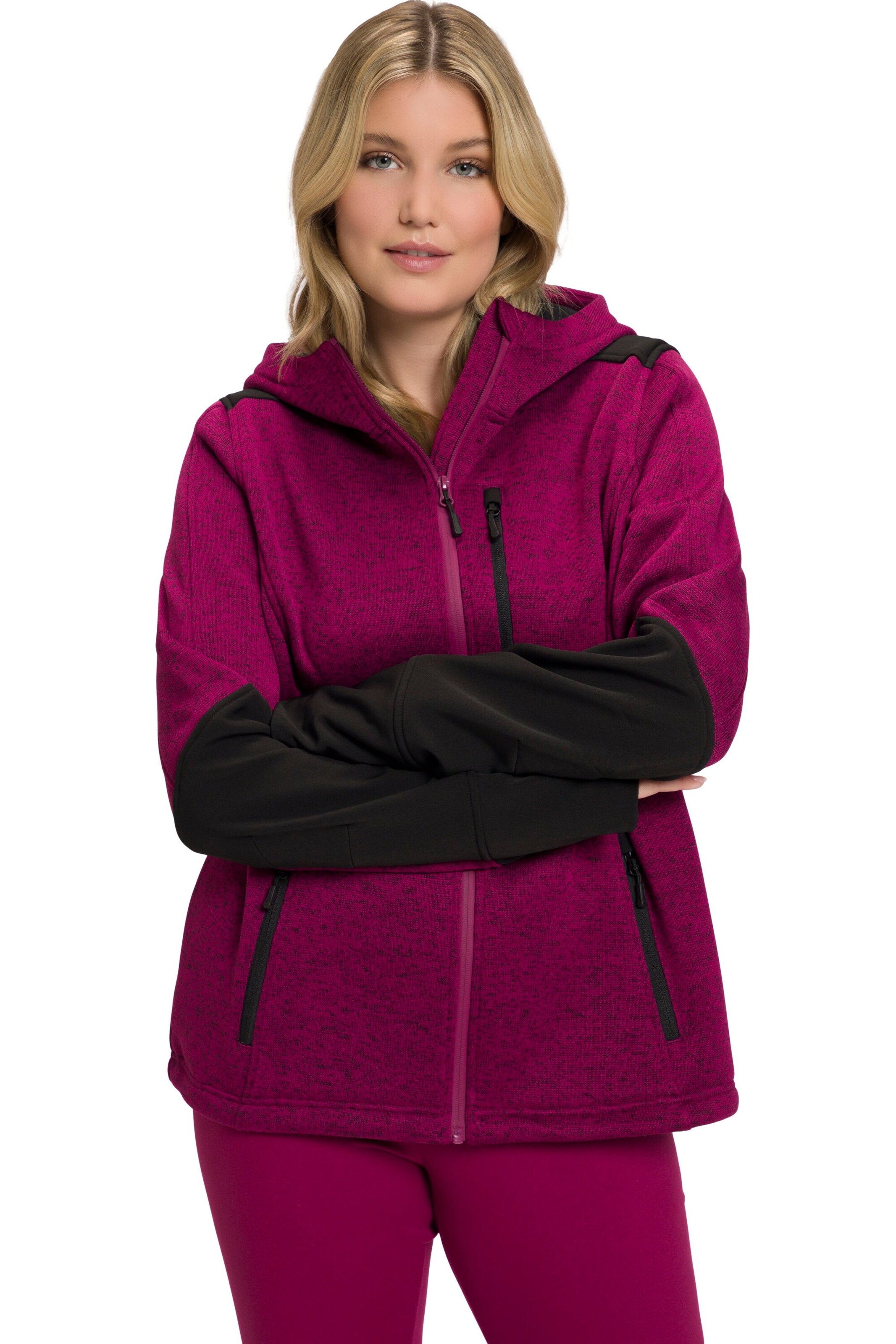 Ulla Popken Funktionsfleecejacke in Pink: Vorderseite