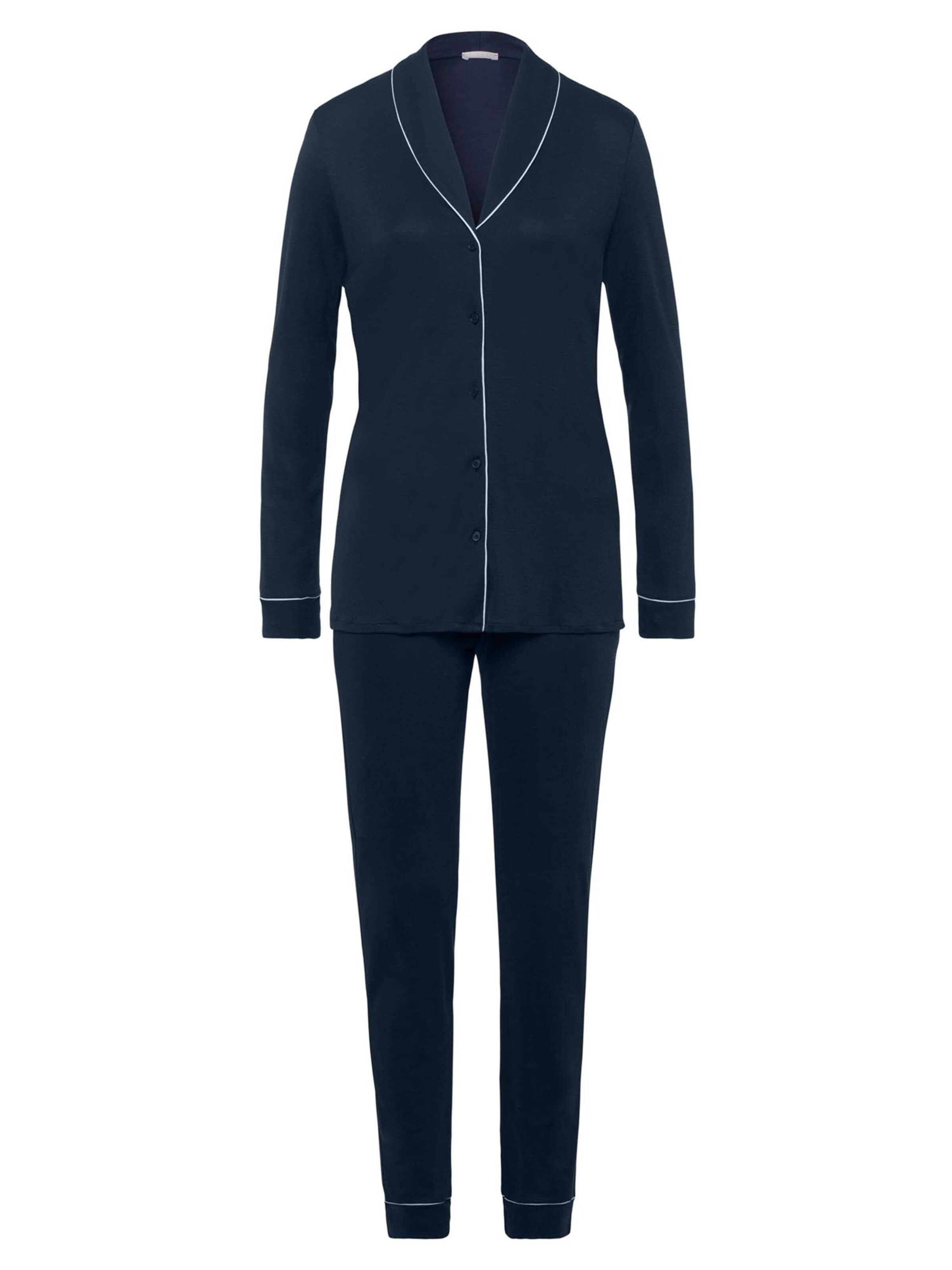 Hanro Pyjama 'Natural Comfort' in Blauw: voorkant