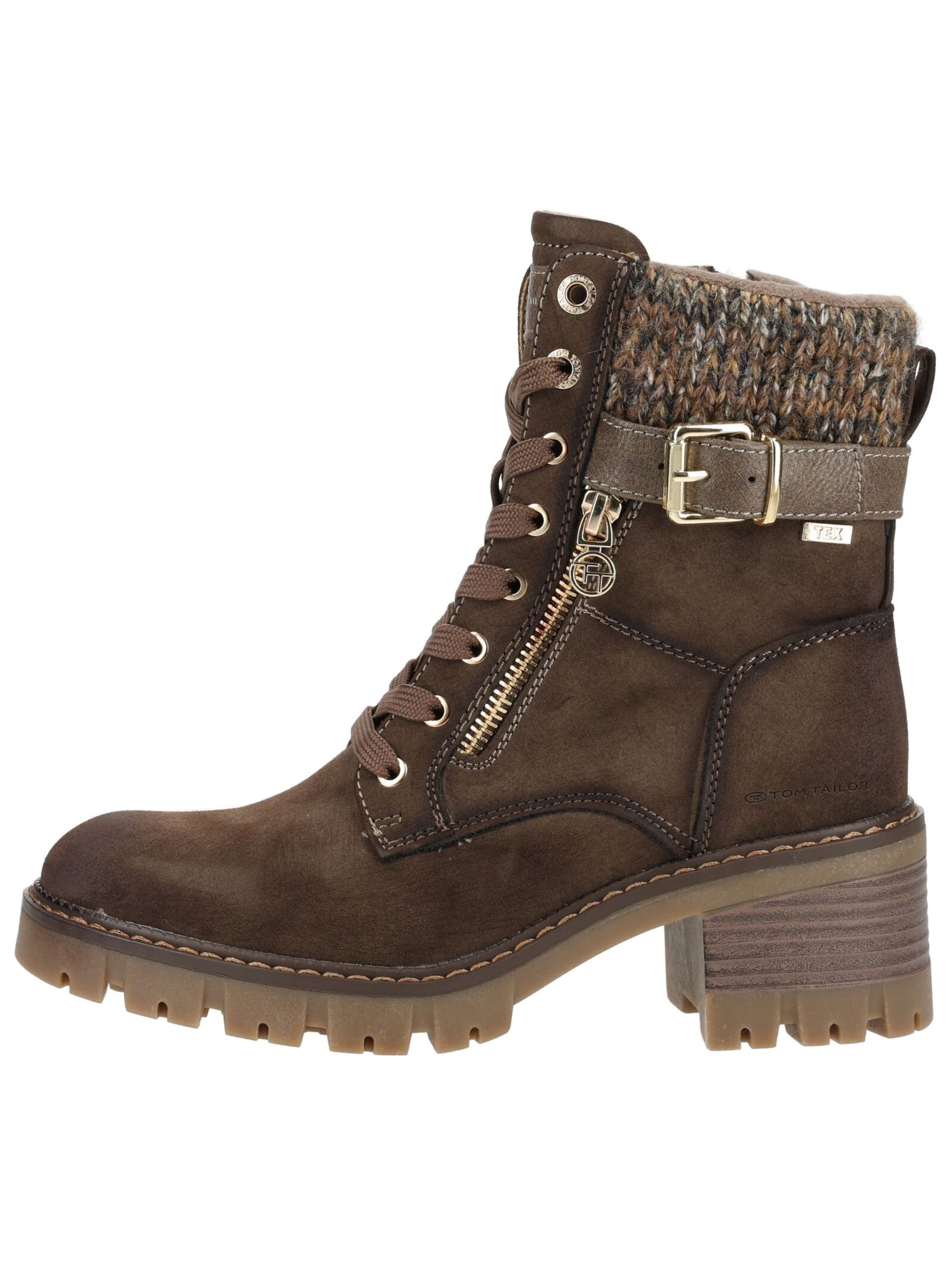 TOM TAILOR Schnürstiefelette in Braun