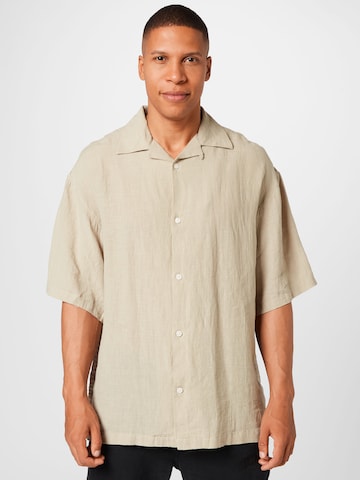 WEEKDAY Comfort fit Button Up Shirt in Beige: front