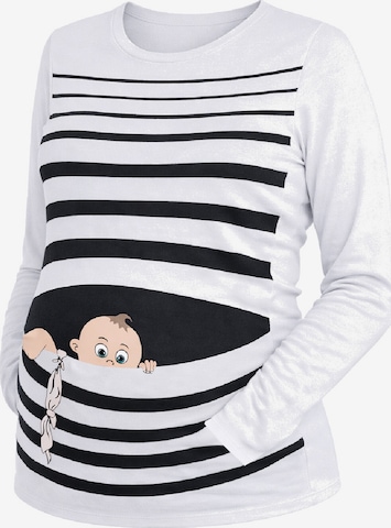 M.M.C. Shirt 'Baby Flucht Umstandslangarmshirt' in White: front