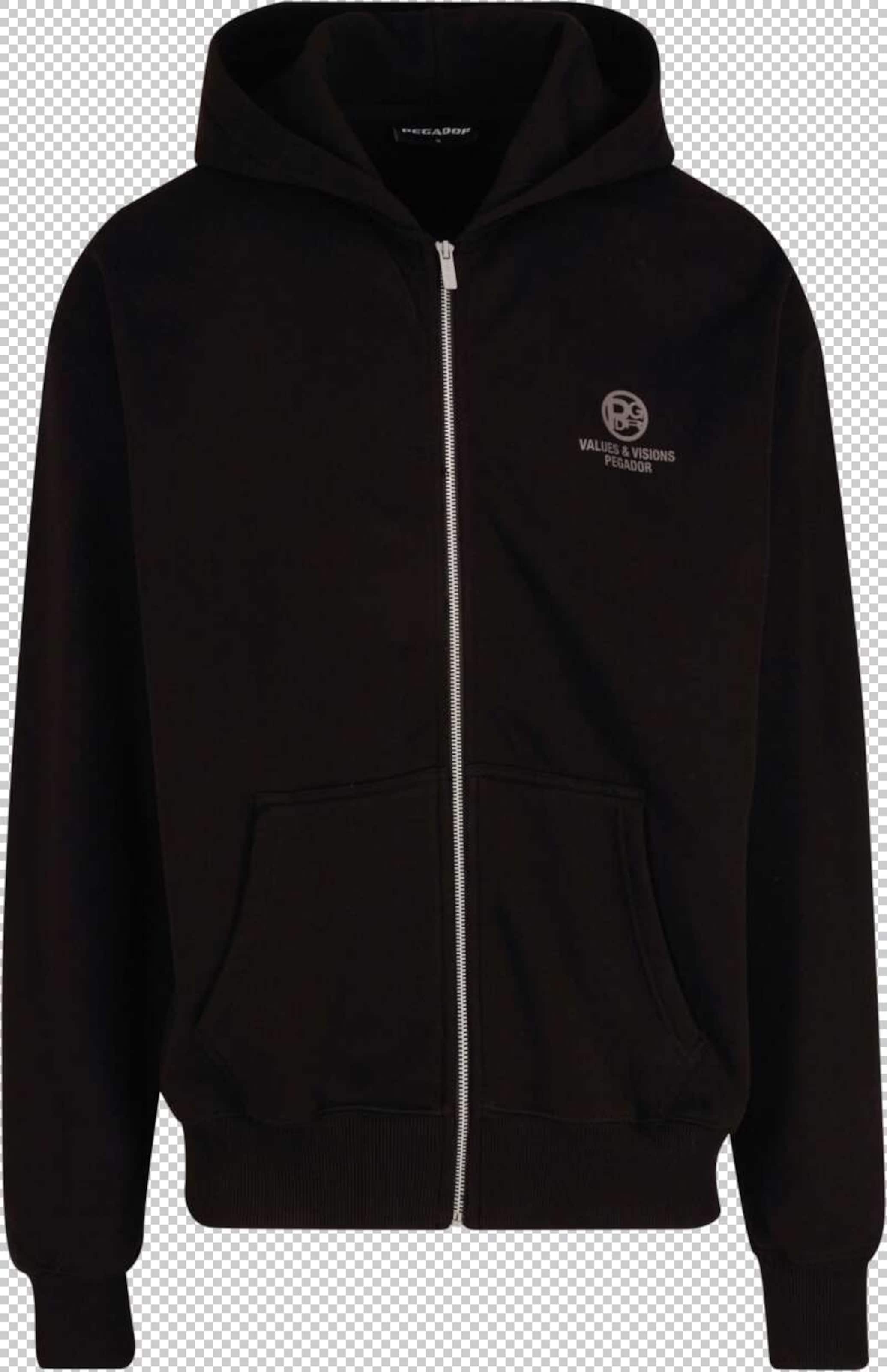 Pegador - Sudadera con cremallera en negro: frente
