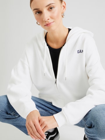 GAP Zip-Up Hoodie 'ABBREVIATED' in White