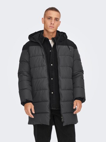 Only & Sons Winter Jacket 'Melvin' in Black: front