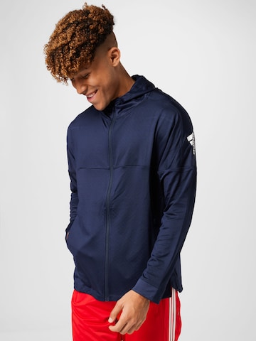 ADIDAS SPORTSWEAR Sportsweatvest 'Workout Warm ' in Blauw: voorkant